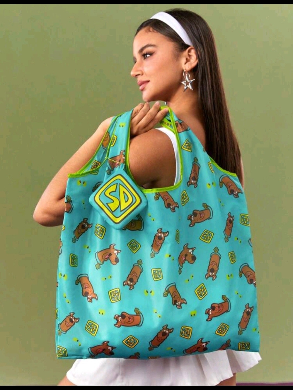 Scooby-Doo Teal Reusable Tote Bag - Character Print